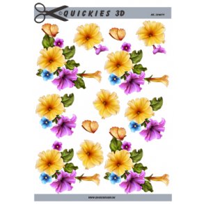 3D klippeark - Blomster, stor blomst og sommerfugl