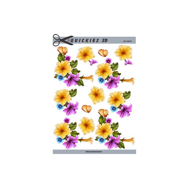 3D klippeark - Blomster, stor blomst og sommerfugl