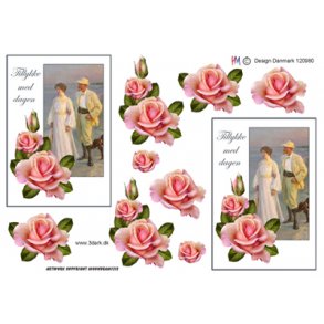 3D klippeark - Blomster, Skagens maleri, lyserde roser