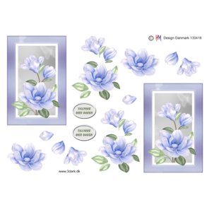 3D ark - Blomster. Sart bl� blomst i ramme