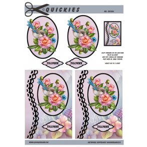 3D ark - Blomster. Fugl og smukke blomster i ramme