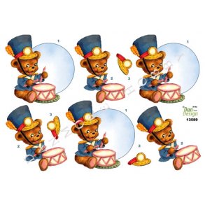 3D ark - B�rnemotiv, bamsegarder m/tromme