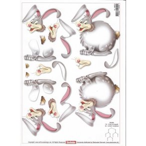 3D ark - B�rnemotiv, glad kanin, velegnet til uro