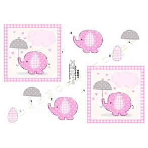 3D ark - B�rnemotiv, elefant med paraply, lyser�d