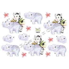 3D ark - B�rnemotiv, flodhest og giraf