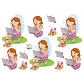 3D ark - IT og mobil, pige, laptop, mobil