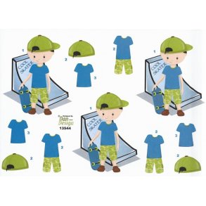 3D ark - B�rnemotiv, dreng, cool skater, bl�