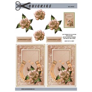 3D klippeark - Kobberbryllup, hestesko m/blomst og ramme