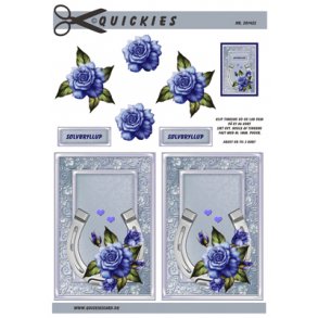 3D klippeark - Slvbryllup, hestesko m/blomst og ramme