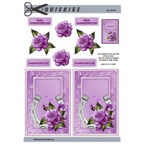 3D klippeark - Diamant/Krondiamantbryllup, hestesko m/blomst og ramme