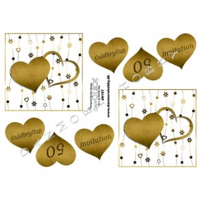 3D ark - Guldbryllup, hjerte m/baggrund