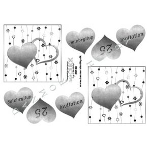 3D ark - Slvbryllup, hjerte m/baggrund