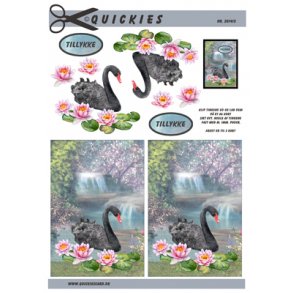 3D klippeark - Sort svane ved vandfald