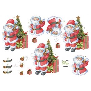 3D ark - Julemand m/klokke, juletr� og gaver