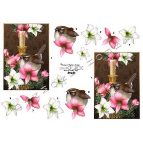 3D ark - Jul, lys, blomst og fugl