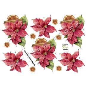 3D ark - Blomster, julestjerne m/appelsin og kanel