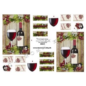 3D klippeark - rdvin, glas, druer