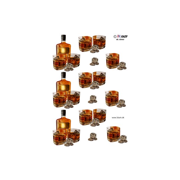 3D klippeark - l og vin. Drinks, whisky