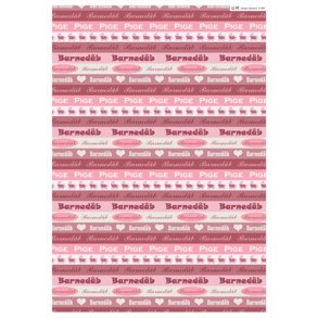 Baggrundspapir i A4 strrelse; Barnedb til pige i lyserde farver