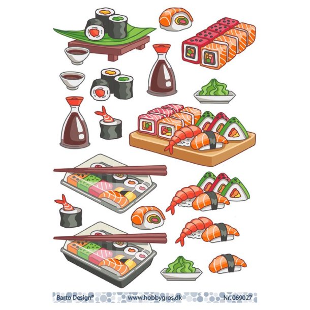 3D klippeark - Mad; Sushi