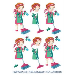 3D klippeark - Job, Serviceassistent, Rengringsdame