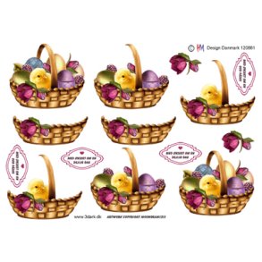 3D klippeark - Pskekylling og pskeg i kurv