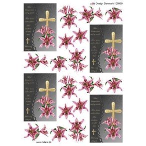 3D klippeark - Kondolance, smukt motiv til de svre kort