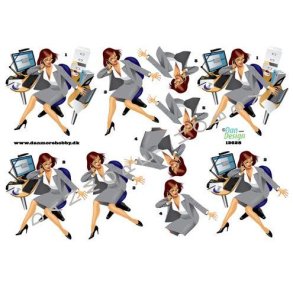 3D klippeark - Job, kontordame, sekretr 