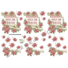 3D klippeark - Tillykke med de 50 r - til fdselsdag, jubilum eller guldbryllup