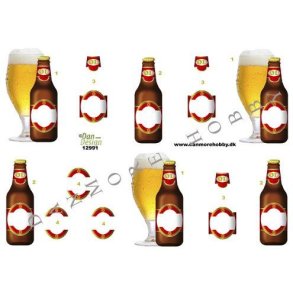 3D klippeark - lflaske & lglas, plads til navn eller rstal p lflasken