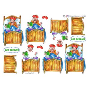 3D klippeark - Syg mand i sengen 