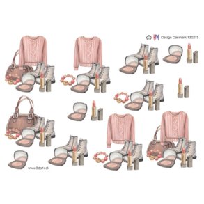 3D klippeark - Pigetj, lyserd sweater, stvler, taske & makeup