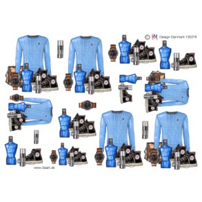 3D klippeark - Drengetj, bl sweater, converse, taske, parfume & ur