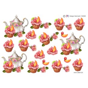 3D klippeark - Kaffekande og l�kker cupcake