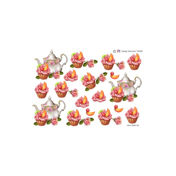 3D klippeark - Kaffekande og l�kker cupcake