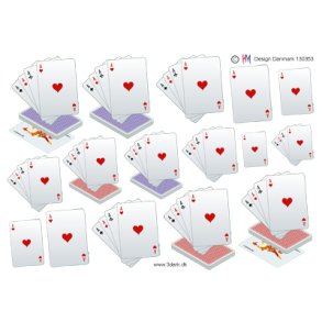 3D klippeark - Spillekort, 4 esser