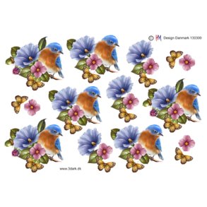 3D klippeark - Lille fugl i blomster