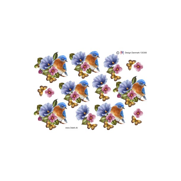 3D klippeark - Lille fugl i blomster