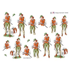 3D klippeark - Fritid, kvindelig j�ger, jagt og hund m/hare