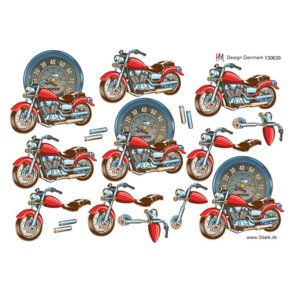 3D klippeark - R�d motorcykel & speedometer