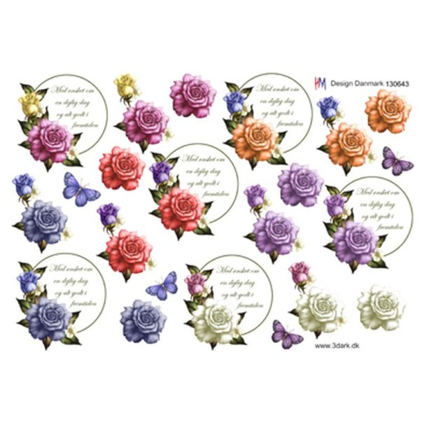 3D klippeark - Blomster, 6 sm blomster-hilsner