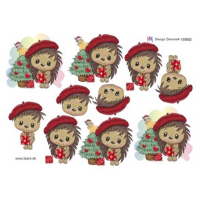 3D ark - Jul, Det s�deste pindsvin st�r klar ved juletr�et