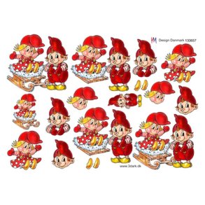 3D klippeark - Jul, Nisser p� k�lk (polkanisser)