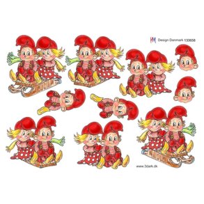 3D klippeark - Jul, Nisser p� k�lketur (polkanisser)
