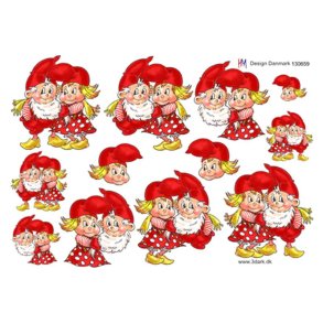 3D klippeark - Jul, Nissemor hiver nissefar i sk�gget (polkanisser)