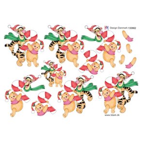 3D klippeark - Jul, Disney, Peter Plys og Tigerdyret m/k�mpe slikstok