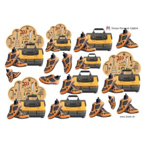 3D klippeark - Job; Vrktjsvg, vrktjskasse & sikkerhedssko