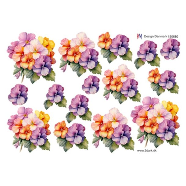 3D klippeark - Blomster, pastelfarvede forrsblomster