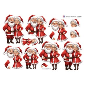 3D klippeark - Jul, Julemand & Julekone