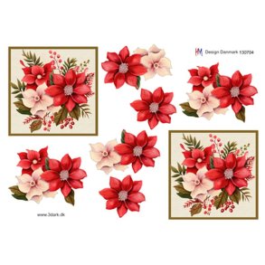 3D klippeark - Jul, Smukke r�de & hvide julestjerner